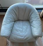 Witte leren fauteuil, Huis en Inrichting, Fauteuils, Ophalen, Zo goed als nieuw, 75 tot 100 cm