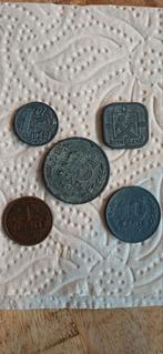 5 Oorlogs Munten 1942 - 1, 5, 10, 25 Cent, Ophalen of Verzenden, Nederland, Munten
