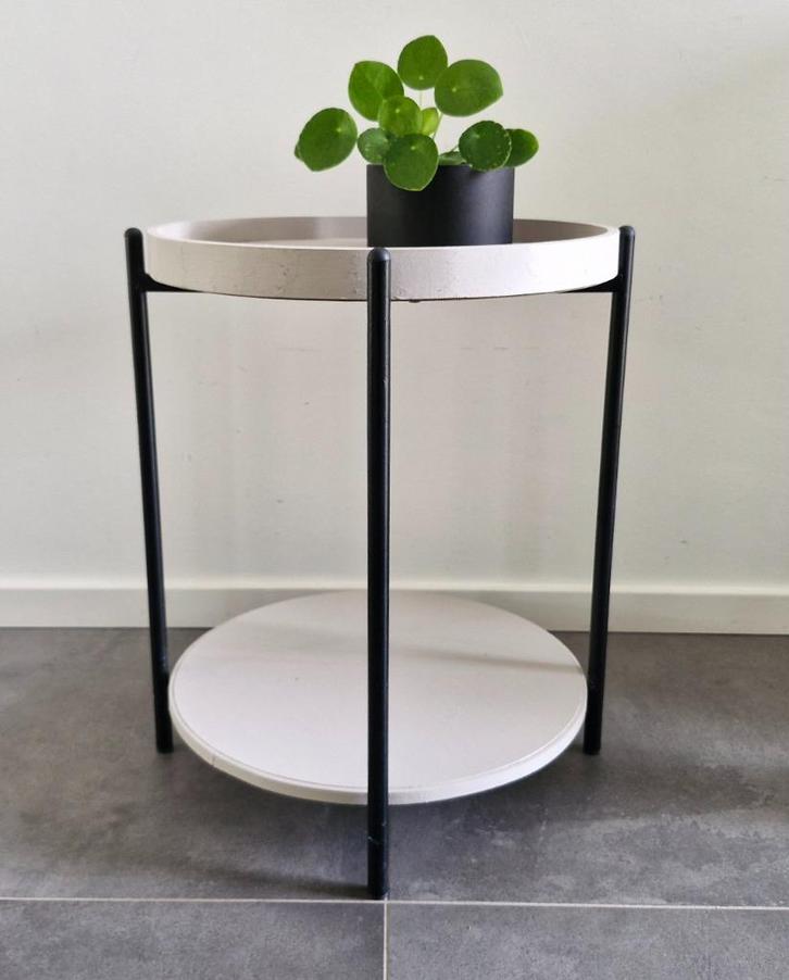 salontafel, bijzettafel, hout met zwart metaal., Huis en Inrichting, Tafels | Salontafels, Zo goed als nieuw, 50 tot 75 cm, Minder dan 50 cm