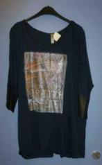 Poools blauw shirt 3/4 mw + printje+knoopjes achter 46 32399, Blauw, ., Maat 46/48 (XL) of groter, Ophalen of Verzenden