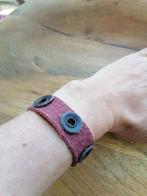 Nieuwe zelfgemaakte leren armband donkerrood/antraciet, Ophalen of Verzenden, Nieuw, Rood, Leer