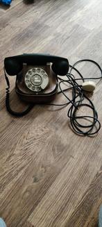 Vintage koperen telefoon met draaischijf., Ophalen of Verzenden