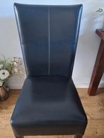 6 Zwarte leren eettafel stoelen, Huis en Inrichting, Stoelen, Ophalen, Gebruikt, Zwart, Leer