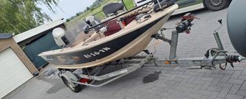 Aluminium Visboot Sylvan 16ft pro,1300kg trailer,90pk Honda beschikbaar voor biedingen