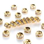 50 stuks goudkleur met kristal rondelles. 6mm, Ophalen of Verzenden, Nieuw, Tussenstuk of Tussenkraal