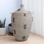 Wit zwart Afrikaanse mand met deksel, Huis en Inrichting, Woonaccessoires | Schalen en Manden, Mand, Nieuw, Ophalen of Verzenden