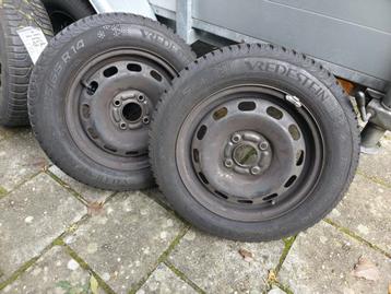 2x Hankook snowtrac 5 Winterbanden R14 met stalen velg NIEUW beschikbaar voor biedingen