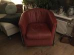 Rood leren fauteuil. Merk Touché, Huis en Inrichting, Fauteuils, Ophalen, Zo goed als nieuw, Leer, 50 tot 75 cm