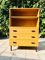 Vintage Boekenkast Mid-Century Modern, Gebruikt, 100 tot 150 cm, Met lade(s), 25 tot 50 cm