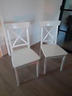 2x IKEA Ingolf eetkamerstoelen - Wit, Huis en Inrichting, Stoelen, Ophalen