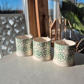 Emma Bridgewater 3 mokjes espresso Green Daisy nieuw  beschikbaar voor biedingen