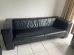 Zwarte leren bank + 2 fauteuils – goede staat, Ophalen, Gebruikt, Modern / Minimalistisch, Hout