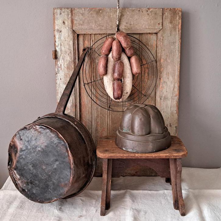 Grote oude koperen pan steelpan bakvorm tulband *Etage3*, Huis en Inrichting, Woonaccessoires | Overige, Gebruikt, Ophalen of Verzenden