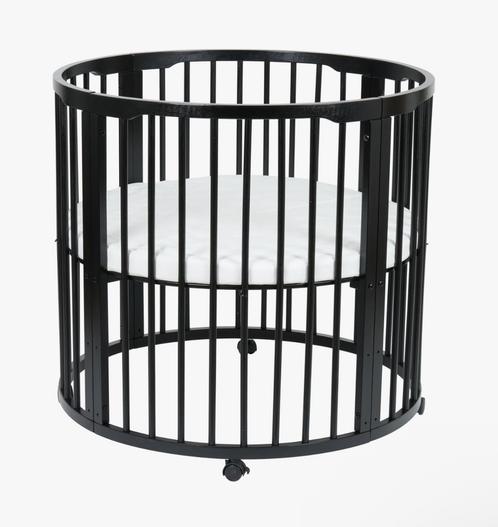 Zwarte ronde box, Kinderen en Baby's, Boxen, Gebruikt, Rond, In hoogte verstelbaar, Boxkleed, Wieltjes, Ophalen