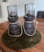 2 kandelaars met windlichtje, Ophalen of Verzenden, Overige materialen, Minder dan 25 cm