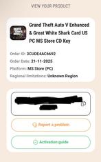Grand Theft Auto V Enhanced & Great White Shark Card, Spelcomputers en Games, Games | Pc, 1 speler, Ophalen of Verzenden, Vanaf 18 jaar