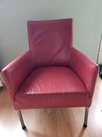 Te koop rode fauteuil/stoel leer, Ophalen of Verzenden, Metaal