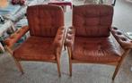 Vintage lederen fauteuils van Göte Möbler Nässjö uit Zweden, Huis en Inrichting, Fauteuils, Ophalen, Gebruikt, Minder dan 75 cm