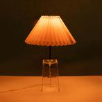 Minimalistische glazen tafellamp jaren 80 met plissé kap, Ophalen of Verzenden, Gebruikt, Glas