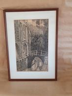 Tekening van de oude kerk in Delft., Antiek en Kunst, Ophalen of Verzenden