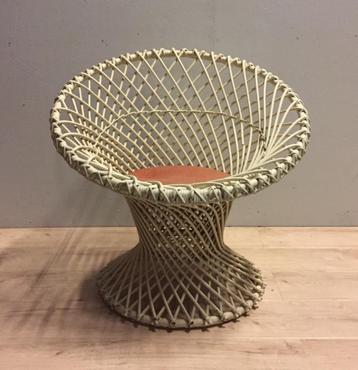 Jaren 50 60 vintage rotan wicker hoepel fauteuil Rohé beschikbaar voor biedingen