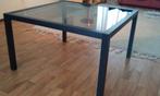 SALONTAFEL, zwart metaal met glas, 77x77x46 cm, Ophalen, 50 tot 100 cm, Vierkant, 50 tot 100 cm