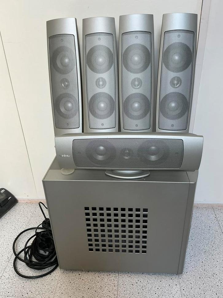 INFINITY 5.1 DOLBY SURROUND SET, COMPLEET,!!, Audio, Tv en Foto, Luidsprekers, Zo goed als nieuw, 120 watt of meer, Overige merken