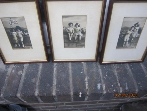 3 Oude Gelatine zilverduk foto's met kinderen afgebeeld, Huis en Inrichting, Woonaccessoires | Schilderijen, Tekeningen en Foto's