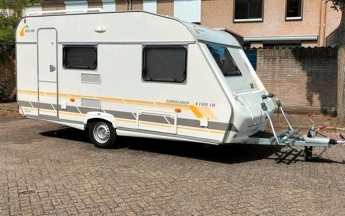 Delta 443D- NIEUWSTAAT- 4 pers. Luifel, voortent. BJ2007, Caravans en Kamperen, Caravans, Particulier, tot en met 4, 750 - 1000 kg