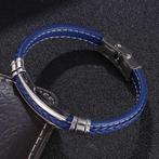 Blauwe Leren Armband / Heren Dames Blauw Bandje Arm Band, Ophalen of Verzenden, Nieuw, Blauw, Leer