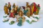 Oude gipsen kerstgroep 20-delig / Retro kerststal optioneel, Ophalen of Verzenden, Gebruikt