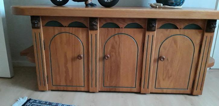 Massief Eiken meubel  met 3 deurtjes en licht, Huis en Inrichting, Kasten | Dressoirs, Zo goed als nieuw, 25 tot 50 cm, Ophalen