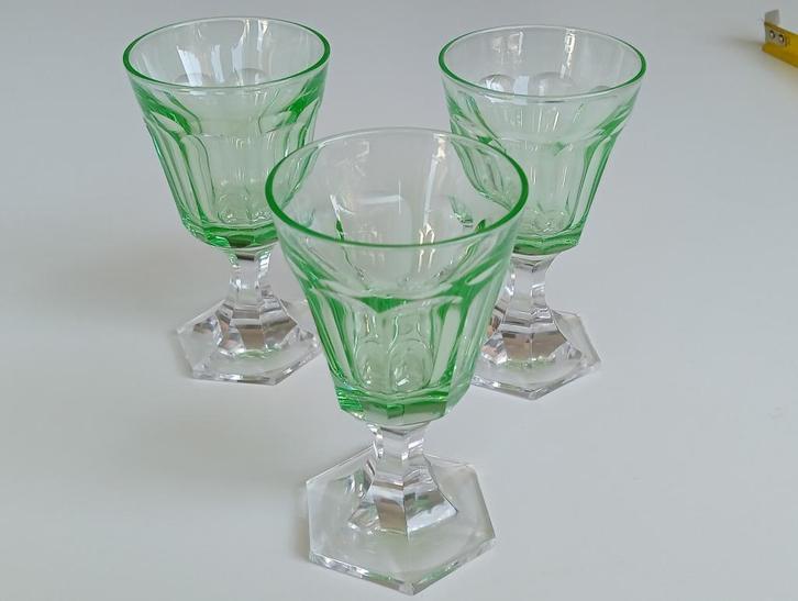 3 uraniumgroene VsL borrelglaasjes, Antiek en Kunst, Antiek | Glas en Kristal, Ophalen