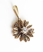 antieke gouden hanger met roosgeslepen diamanten, Ophalen of Verzenden, Goud, Hanger, Met edelsteen