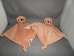2x het eek knuffel doek beer bruin ogen zwart geborduurde, Ophalen of Verzenden, Nieuw, Beer