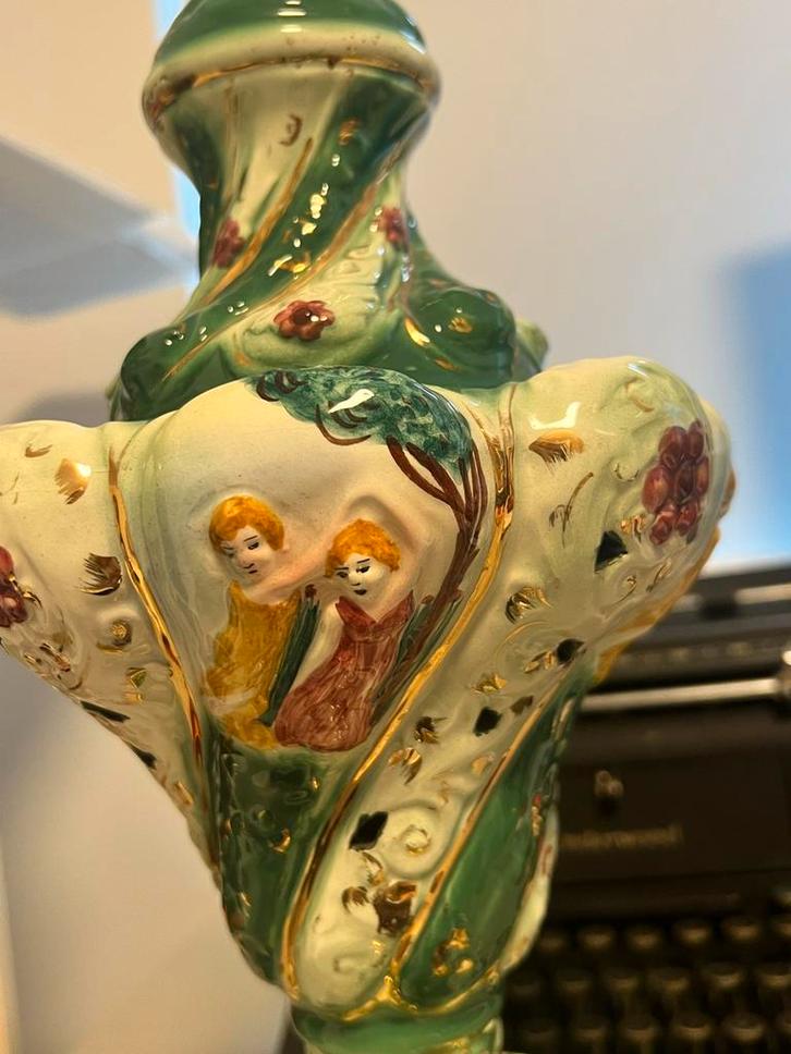VINTAGE CAPODIMONTE ITALY ANGEL CHERUB LAMP HAND PAINTED, Antiek en Kunst, Antiek | Lampen, Ophalen