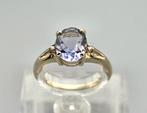 Gouden Vintage ring edelsteen tanzaniet en diamant. 2025/856, ., Paars, Ophalen of Verzenden, Zo goed als nieuw