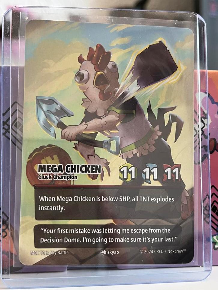 Minecraft MCC TCG Twitchcon 2024 Exclusive Mega Chicken, Hobby en Vrije tijd, Verzamelkaartspellen | Overige, Nieuw, Losse kaart