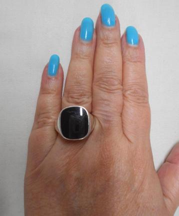 Zilveren vintage heren zegelring met onyx maat 19.7 nr.672 beschikbaar voor biedingen