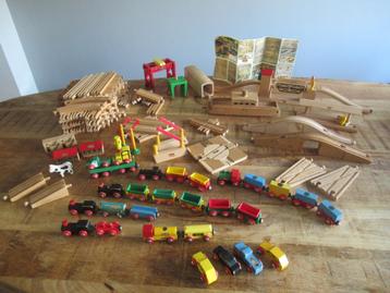 Grote vintage Brio houten treinbaan treinset trein veerboot beschikbaar voor biedingen