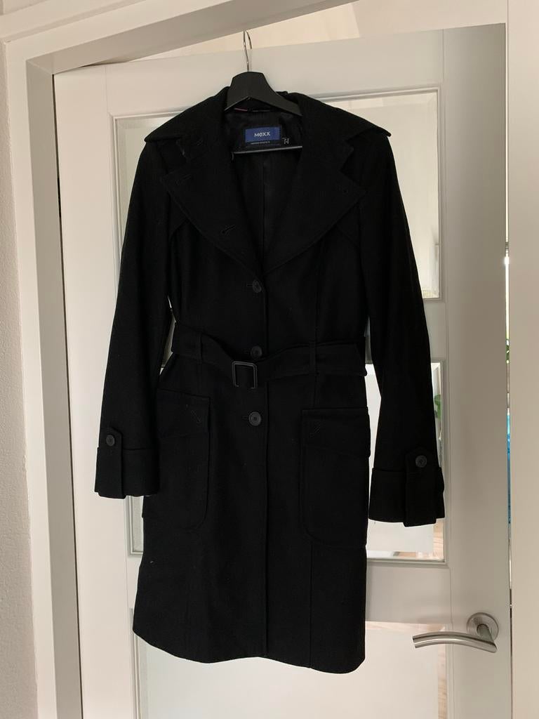 Wollen mantel in maat 38, Kleding | Dames, Jassen | Winter, Ophalen, Zo goed als nieuw, Maat 38/40 (M), Zwart