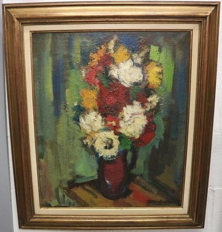 Karel Jan VANDENHEUVEL, vaas met bloemen, Antiek en Kunst, Kunst | Schilderijen | Klassiek, Ophalen of Verzenden