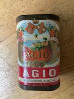 AGIO blikje, deels hout, Verzamelen, Ophalen of Verzenden, Gebruikt, Tabaksdoos of Verpakking
