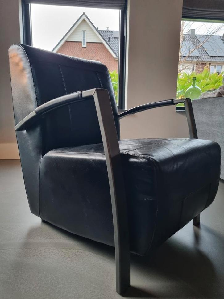 Industriële heerlijk zittende Fauteuil. Ophalen nu voor 119€, Huis en Inrichting, Fauteuils, Zo goed als nieuw, Leer, Metaal, 50 tot 75 cm