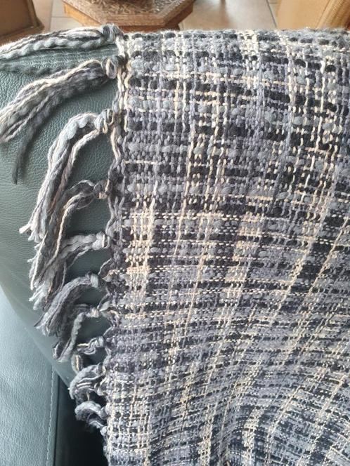 Plaid katoen grijs beige grof geweven, Huis en Inrichting, Woonaccessoires | Plaids en Woondekens, Zo goed als nieuw, Ophalen of Verzenden