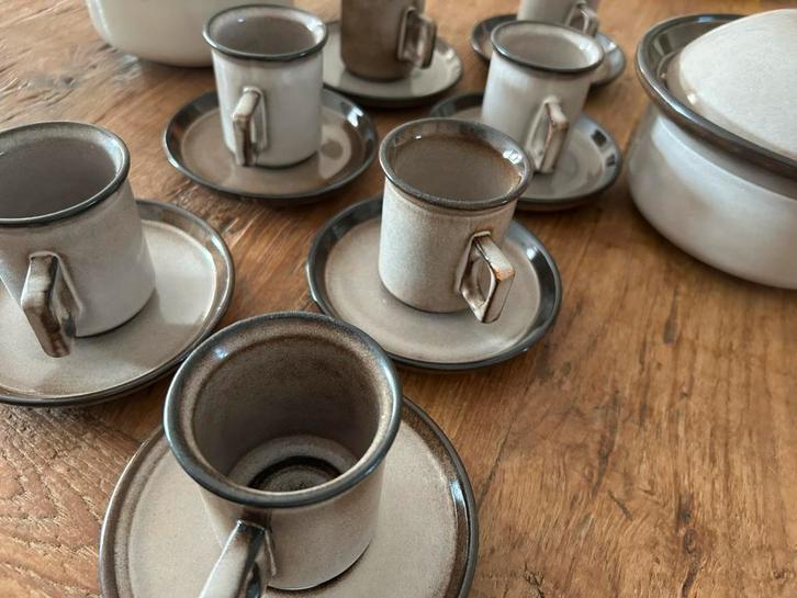 Vintage servies - Potterie Driehoek Huizen - Amsterdam grijs, Antiek en Kunst, Antiek | Servies compleet, Ophalen of Verzenden
