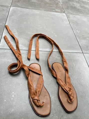 NORTE -V COGNAC BRUIN ECHT LEREN WIKKEL SANDALEN MAAT 42 beschikbaar voor biedingen