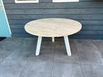 Ronde houten eettafel / tuintafel stalen poten wit, Ophalen, Rond, Nieuw, Metaal