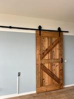 Houten schuifdeur met rails, Doe-het-zelf en Verbouw, Gebruikt, 215 cm of meer, Binnendeur, Schuifdeur