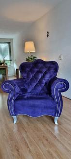 Mooie fauteuil in paars velours, Ophalen, Gebruikt, Romantisch, 75 tot 100 cm